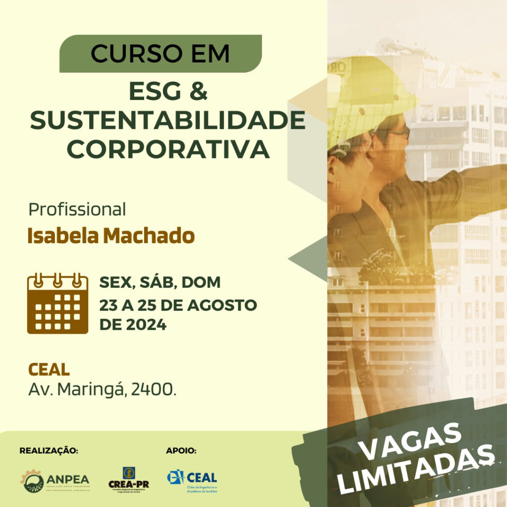 Participe do curso “ESG & Sustentabilidade Corporativa” com a profissional Isabela Machado