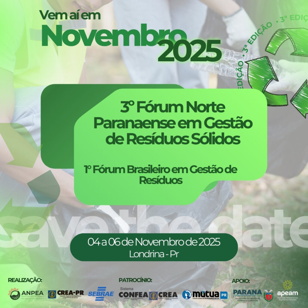 🚨 Save the Date | 3º Fórum Norte Paranaense em Gestão de Resíduos Sólidos